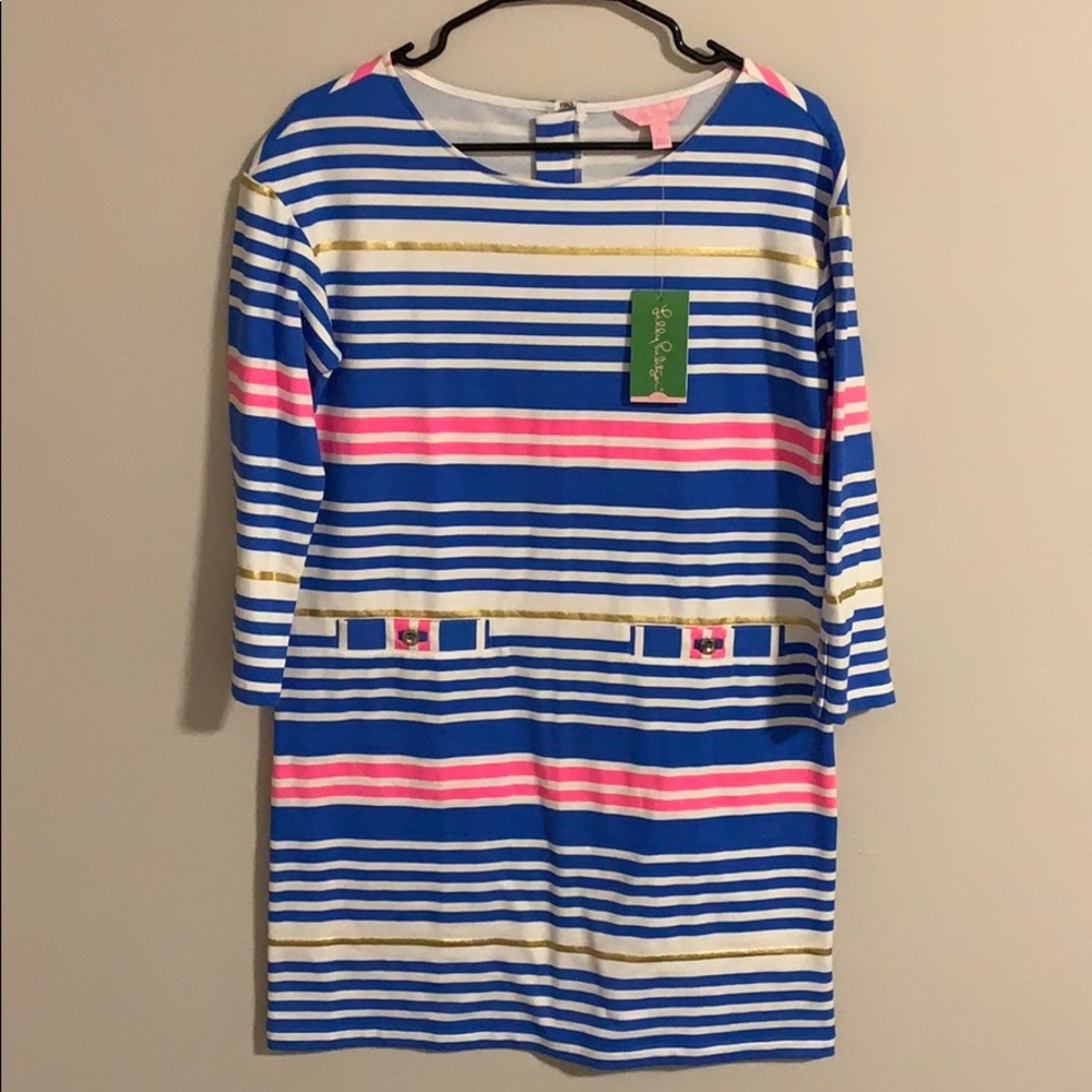 NWT! Lilly Pulitzer Lapis Blue Tiki Stripe Dress